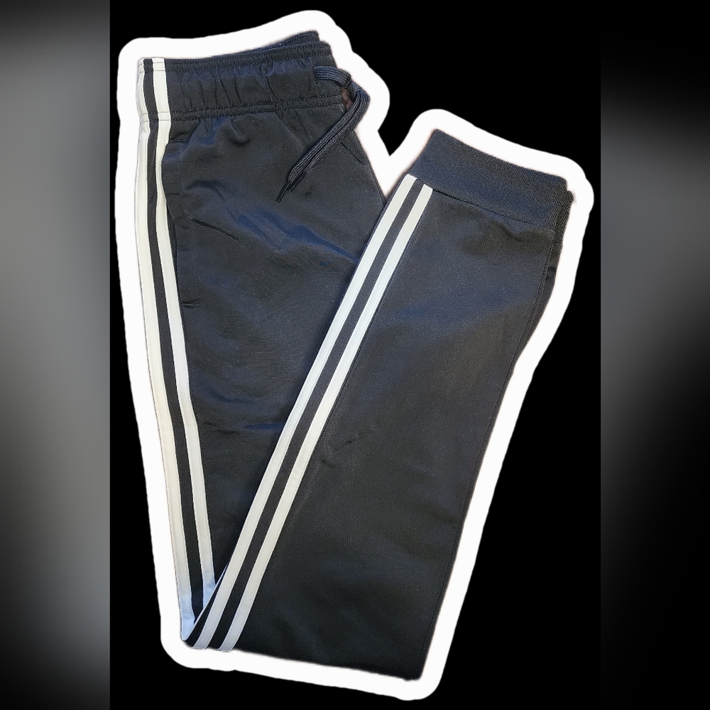 Adidas Black Track Pants with White Stripes - Picture 2 of 3